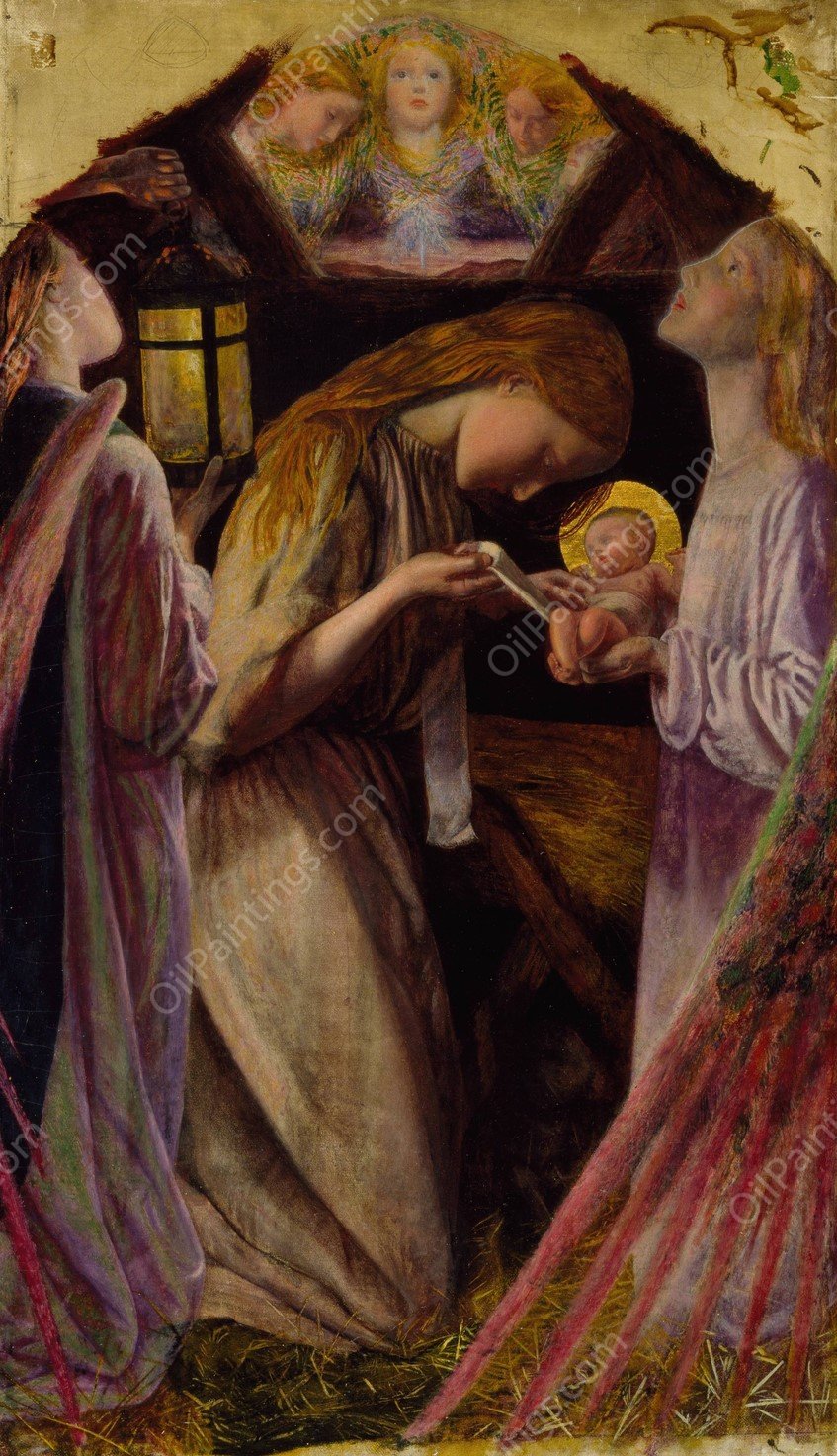 The Nativity  by Arthur Hughes - Hand-Painted Oil Painting Reproduction