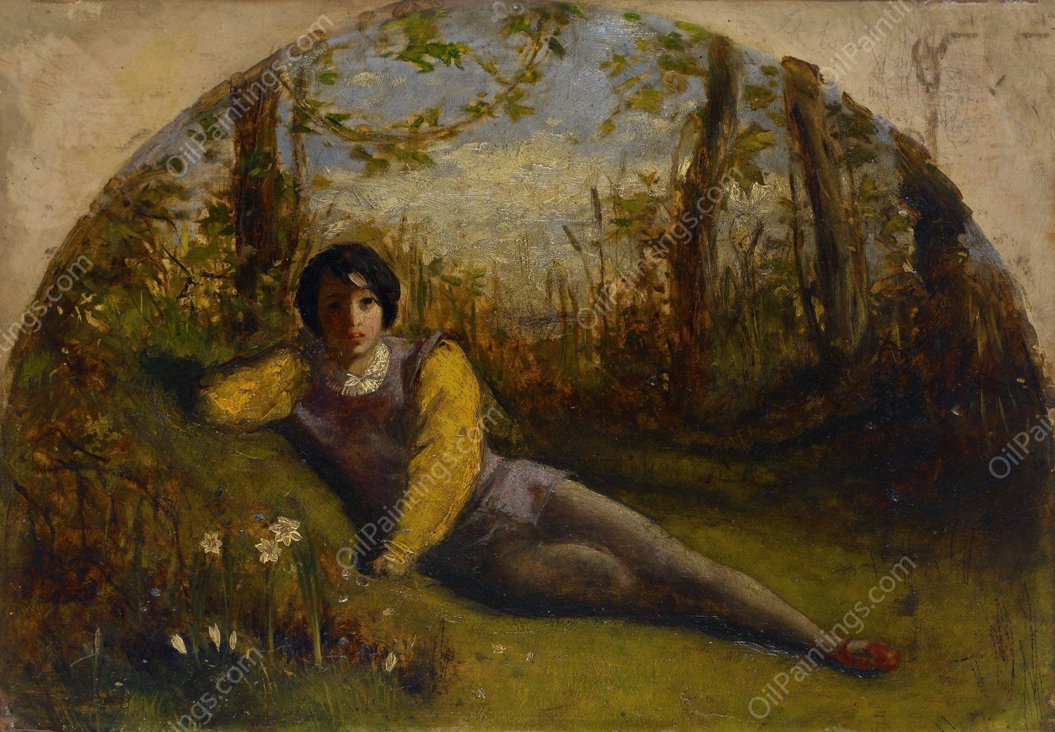 The Young Poet - Oil Study  by Arthur Hughes - Hand-Painted Oil Painting Reproduction