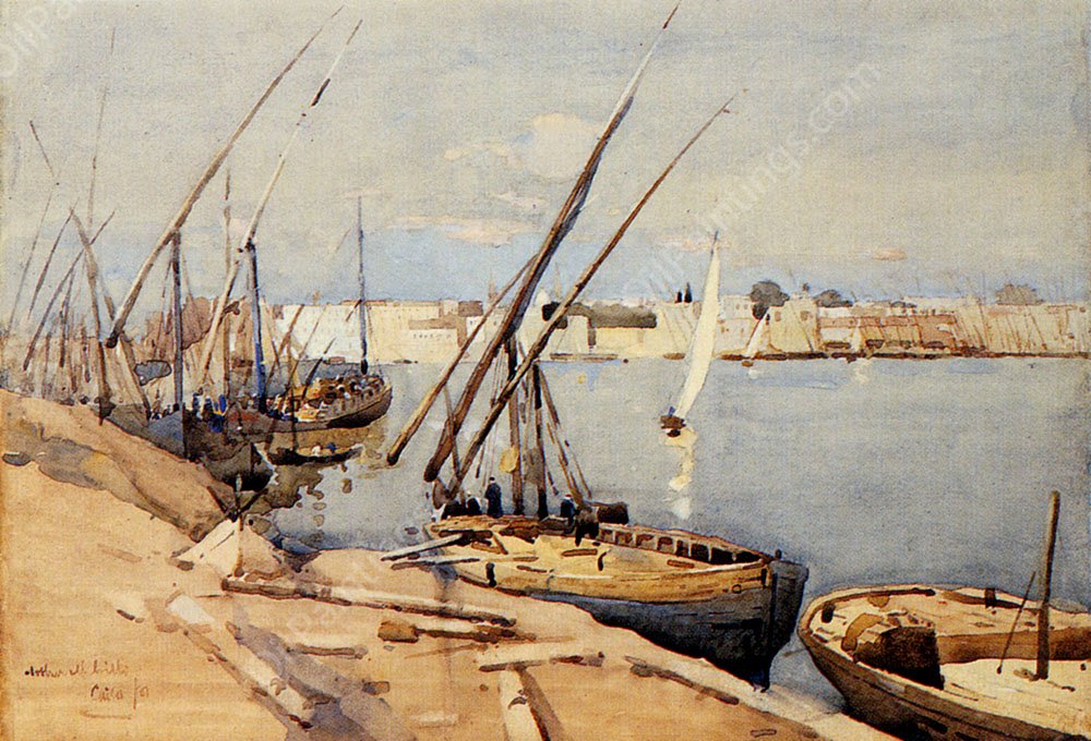 A Harbor In Cairo by Arthur Melville - Hand-Painted Oil Painting Reproduction
