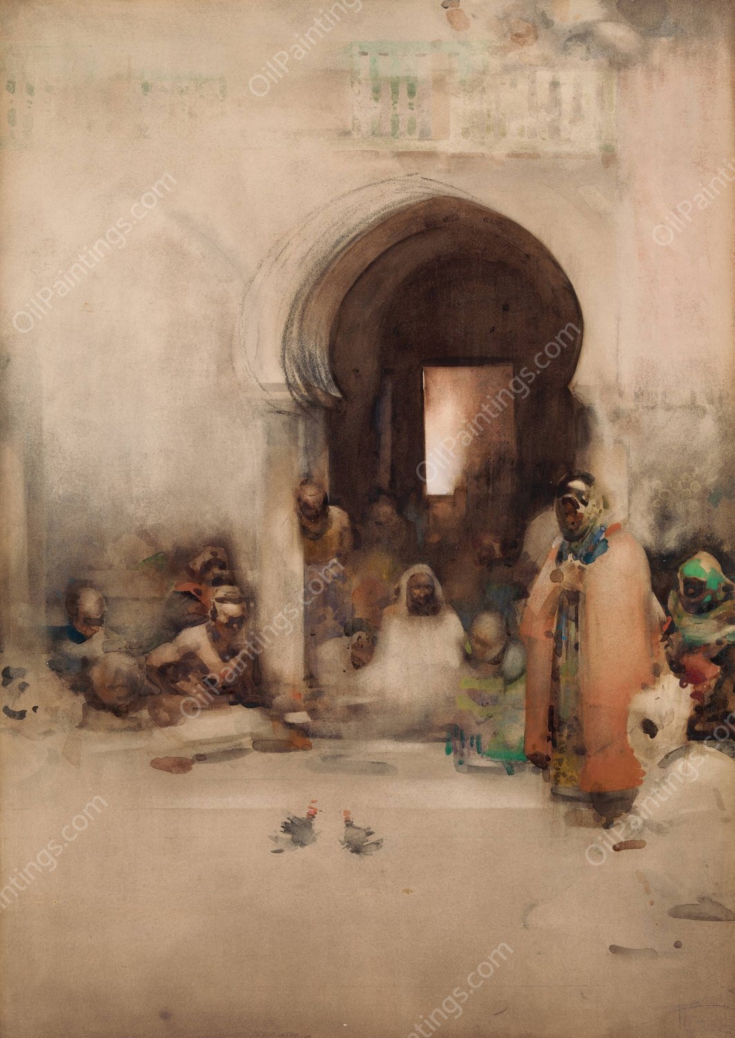 Cock Fight  by Arthur Melville - Hand-Painted Oil Painting Reproduction