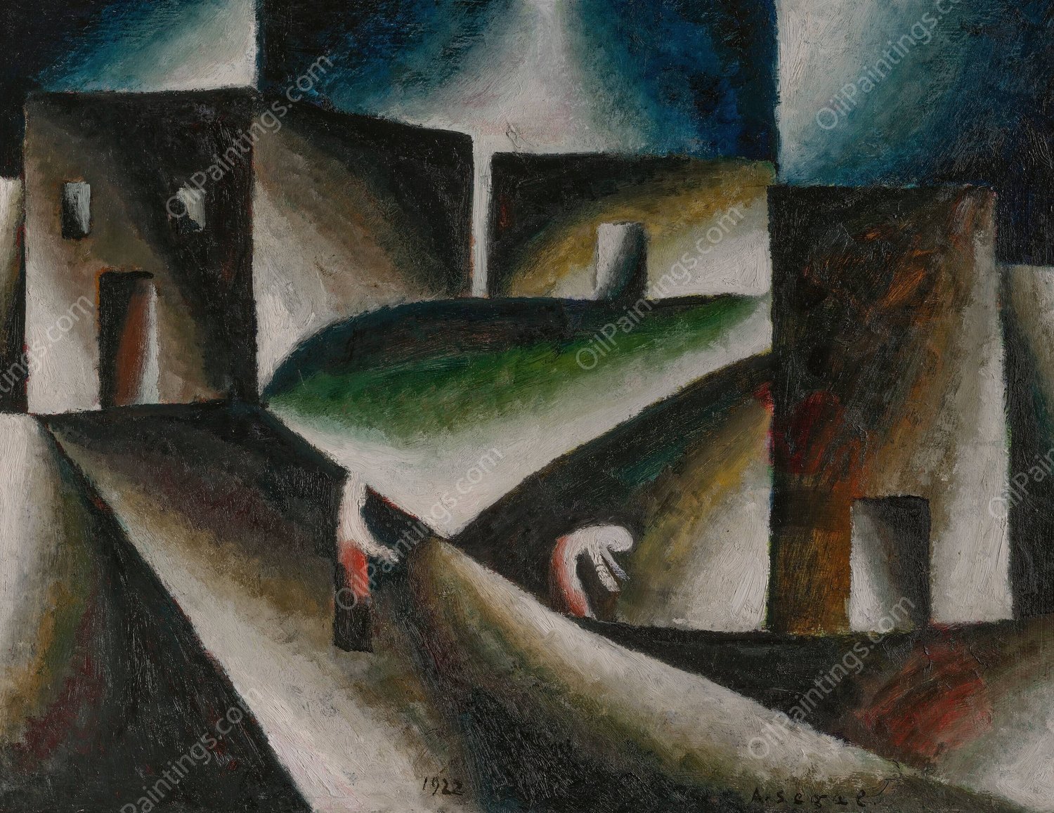 Asketische Landschaft II  by Arthur Segal - Hand-Painted Oil Painting Reproduction