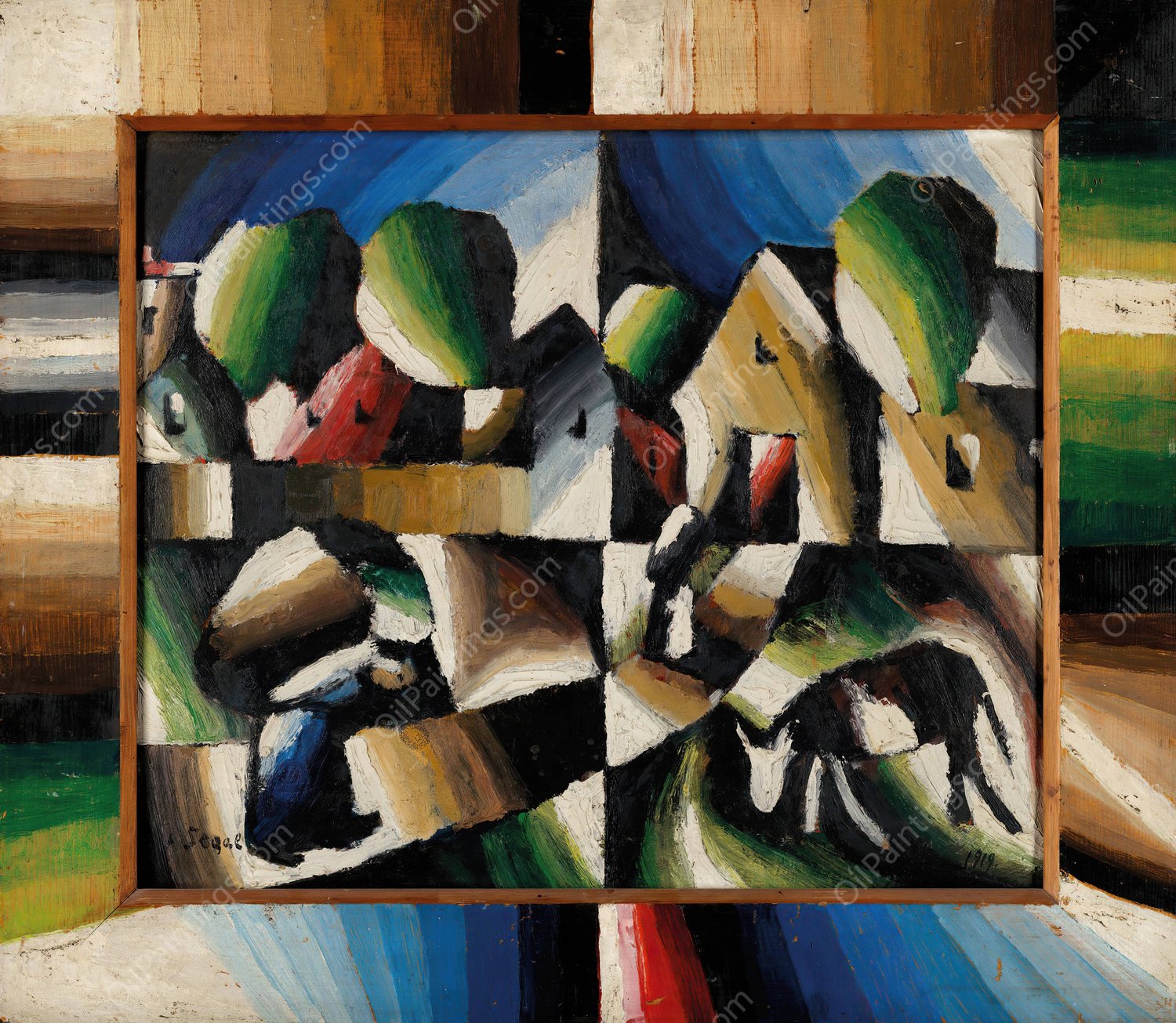 Die Lasttragerinnen by Arthur Segal - Hand-Painted Oil Painting Reproduction