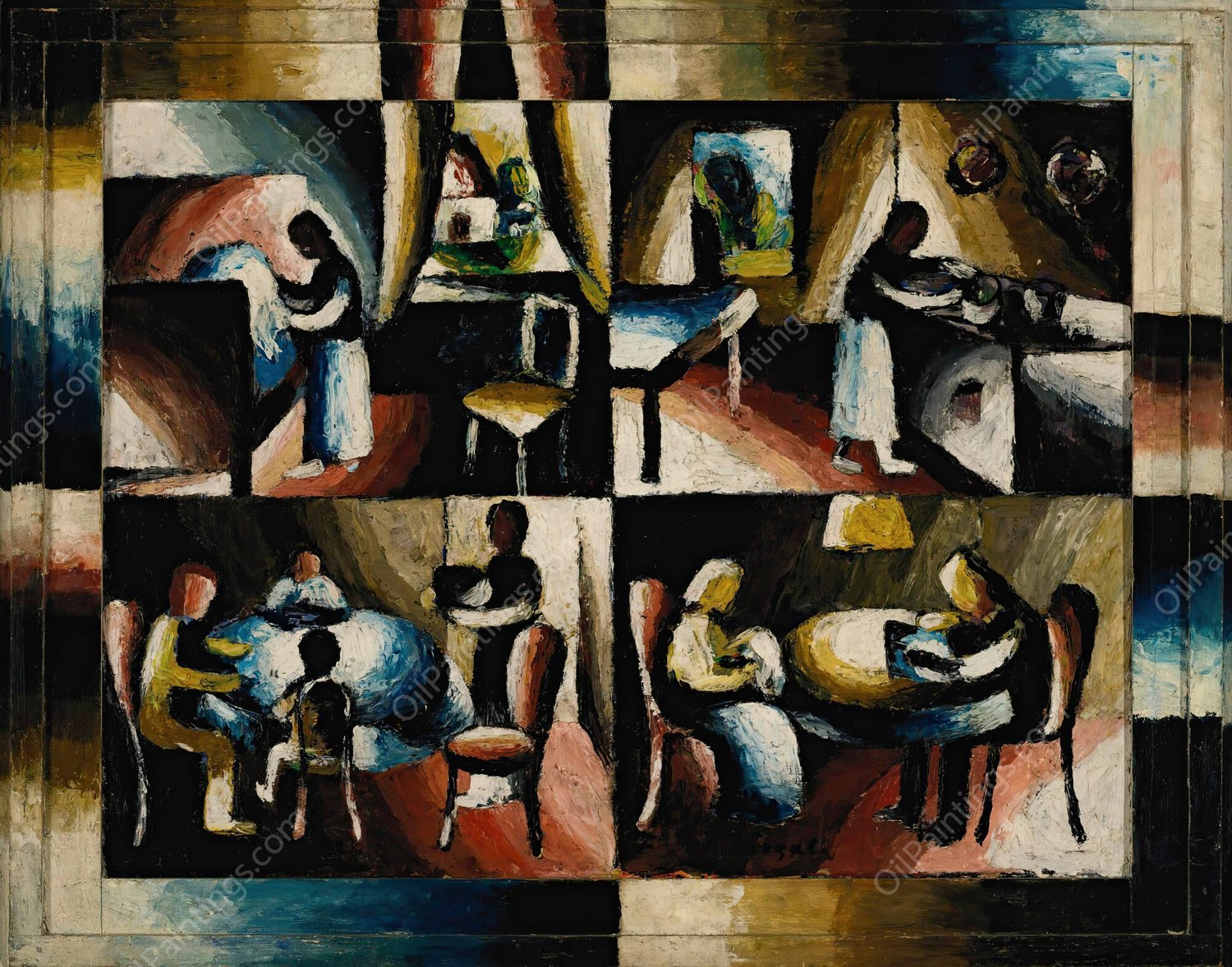 Hausliche Arbeit  by Arthur Segal - Hand-Painted Oil Painting Reproduction