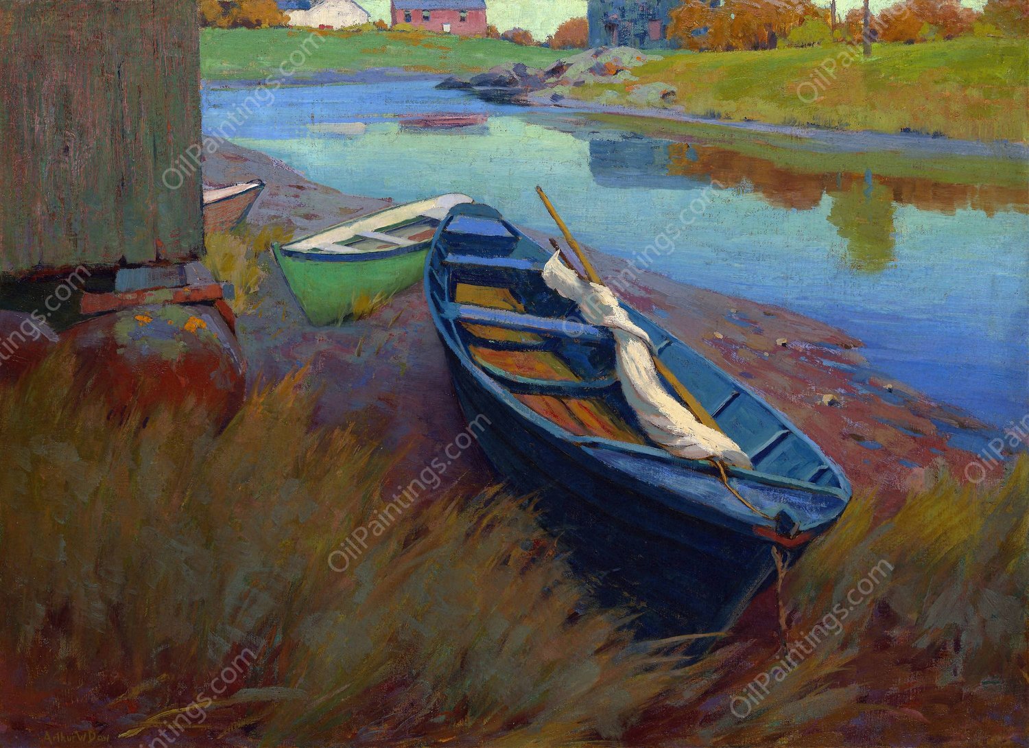 Boats at Rest  by Arthur Wesley Dow - Hand-Painted Oil Painting Reproduction