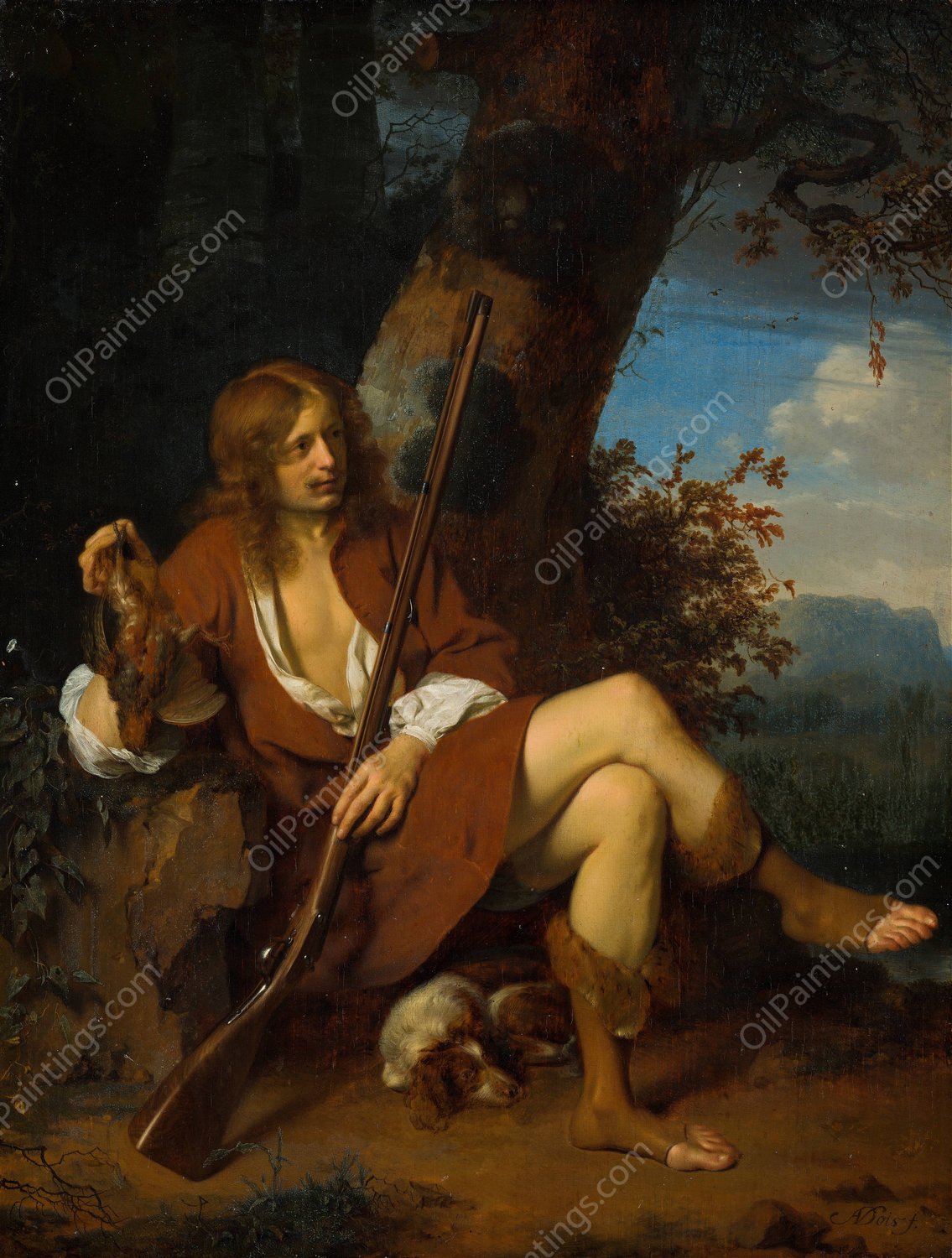 Self-Portrait as a Hunter  by Ary De Vois - Hand-Painted Oil Painting Reproduction