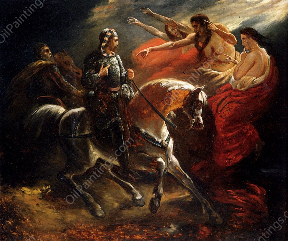 Macbeth Et Les Sorcieres by Ary Scheffer - Hand-Painted Oil Painting Reproduction