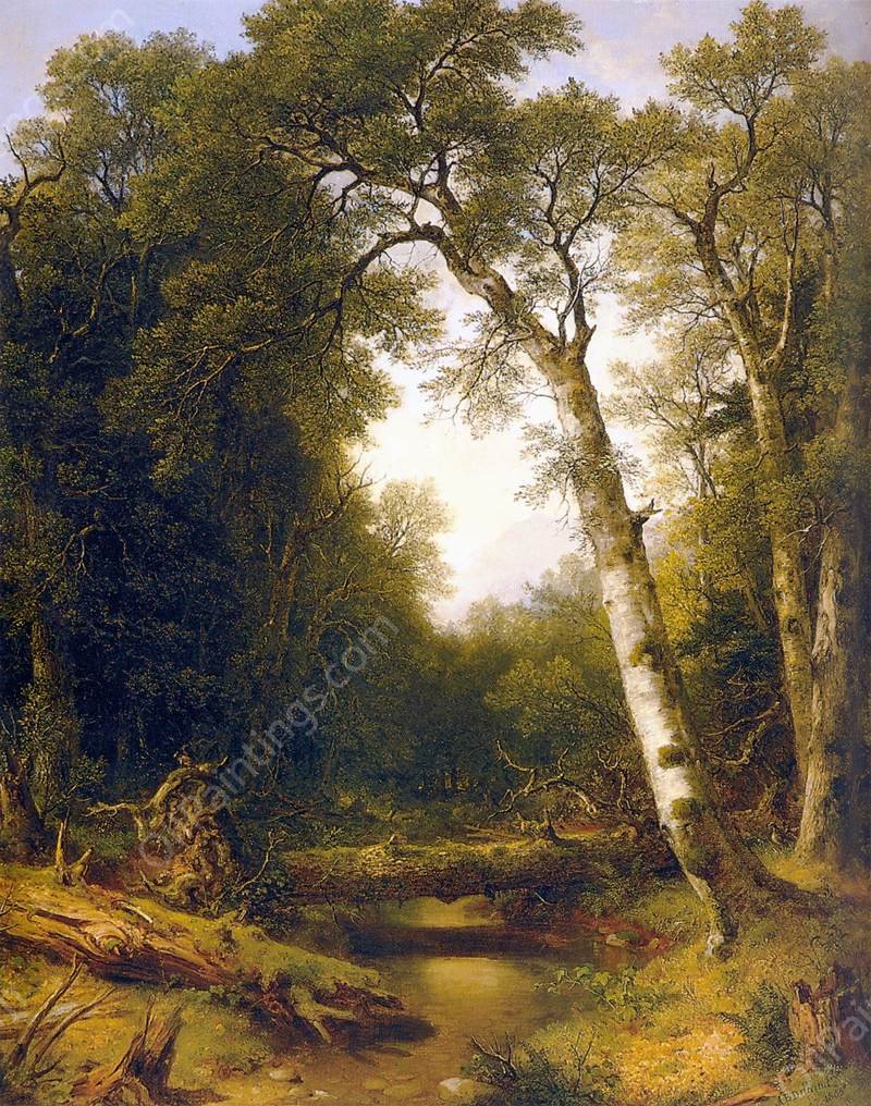 A Stream in the Wood by Asher B. Durand - Hand-Painted Oil Painting Reproduction