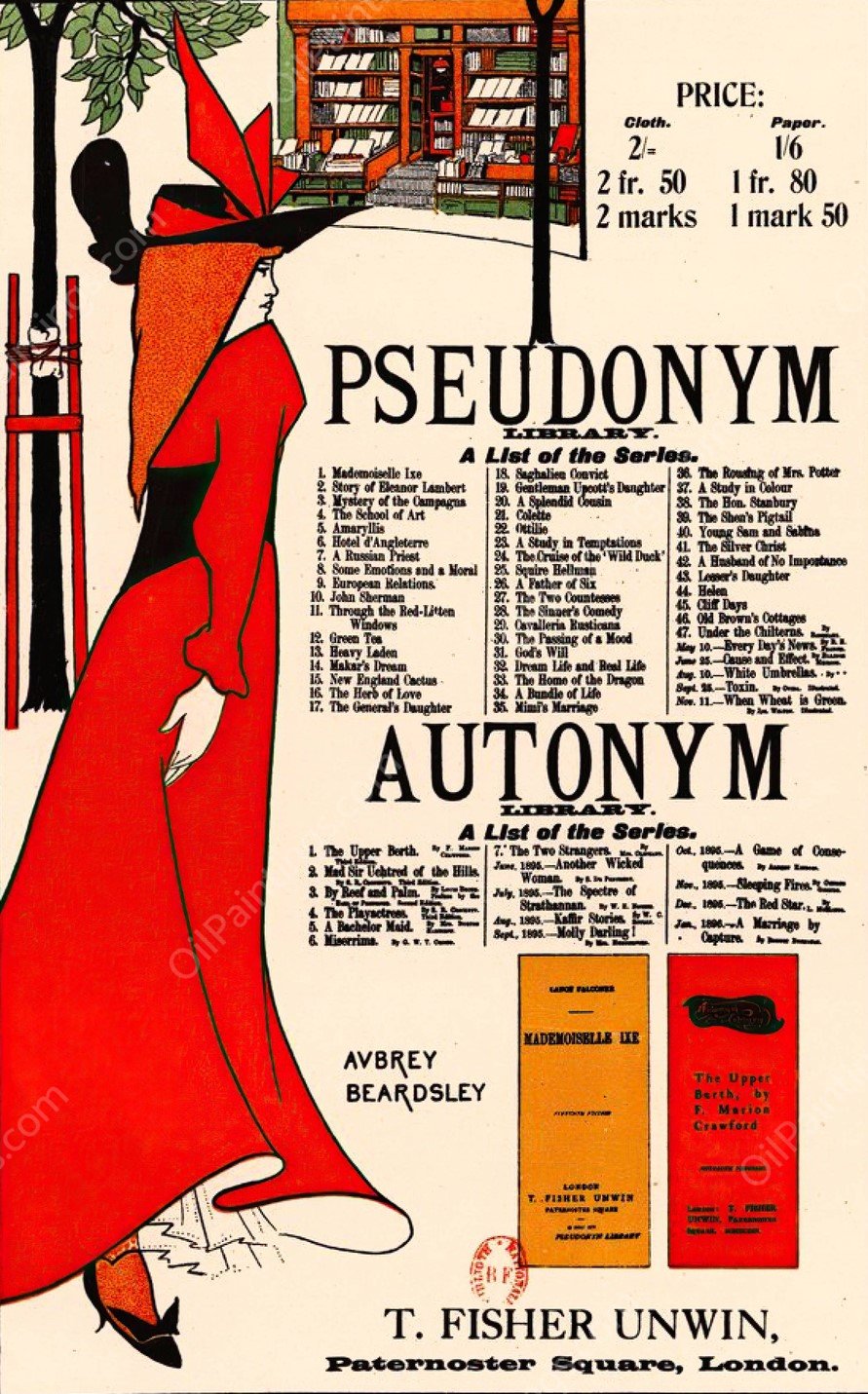 Pseudonym Library - Autonym Library  by Aubrey Vincent Beardsley - Hand-Painted Oil Painting Reproduction