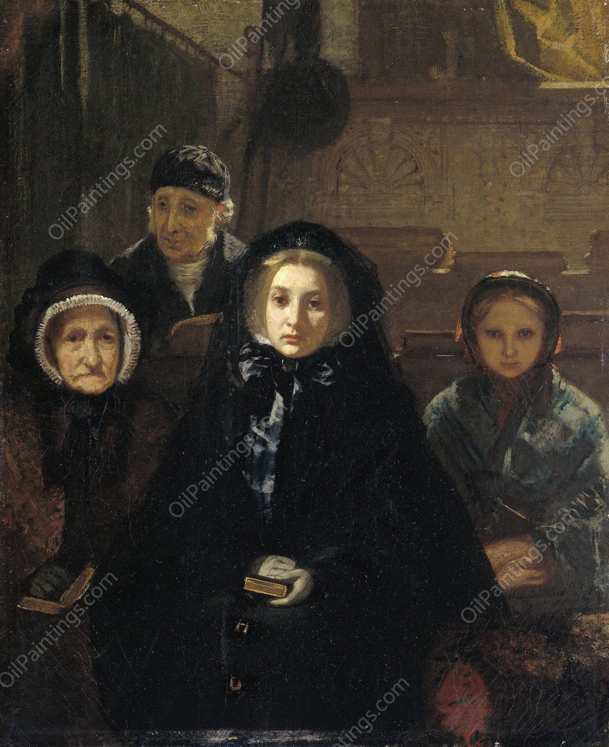 Early to Church  by August Allebe - Hand-Painted Oil Painting Reproduction