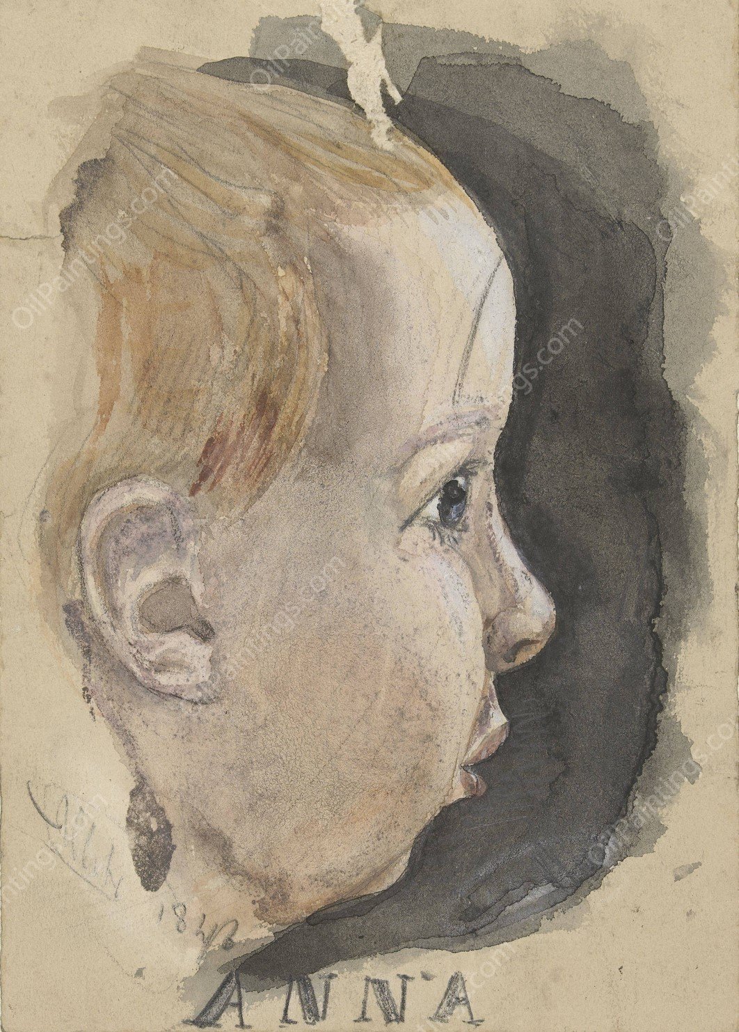 Portret van Anna Allebe  by August Allebe - Hand-Painted Oil Painting Reproduction