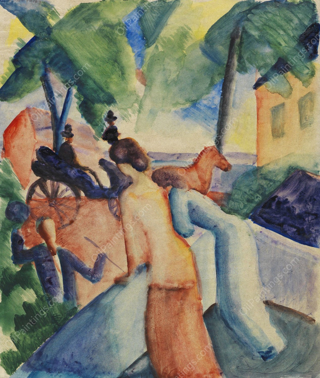 Begrussung  by August Macke - Hand-Painted Oil Painting Reproduction