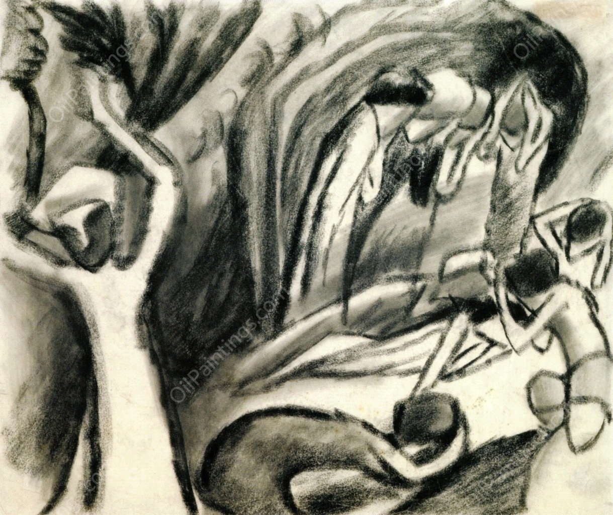 Grieving Woman by August Macke - Hand-Painted Oil Painting Reproduction