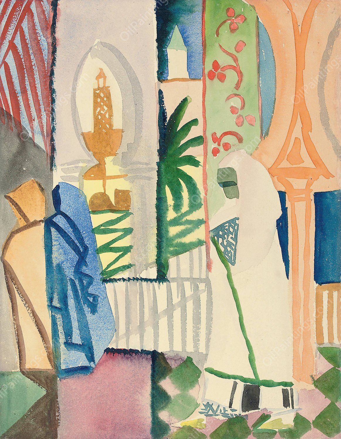 In der Tempelhalle  by August Macke - Hand-Painted Oil Painting Reproduction