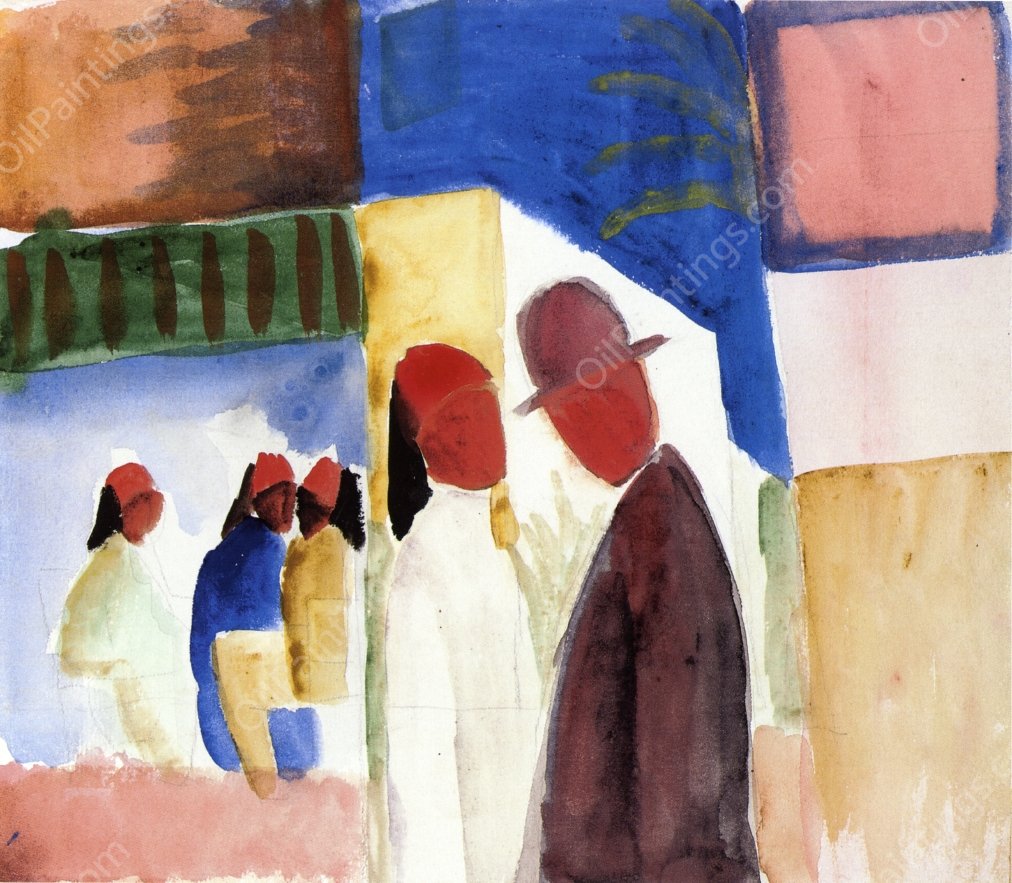 On the Street by August Macke - Hand-Painted Oil Painting Reproduction