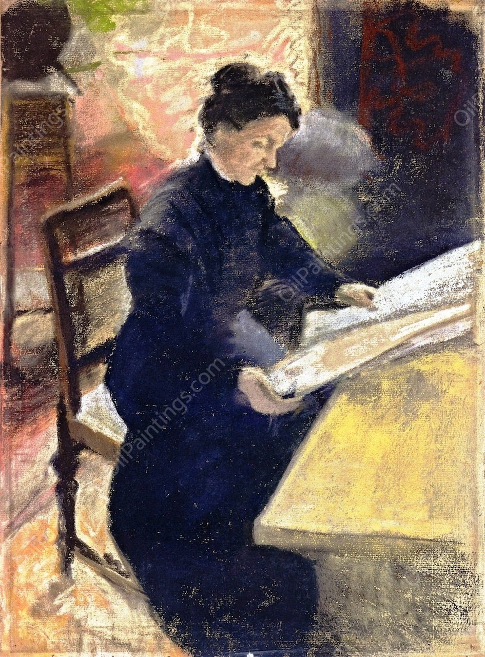 Sofie Gerhardt, Reading the Newspaper by August Macke - Hand-Painted Oil Painting Reproduction