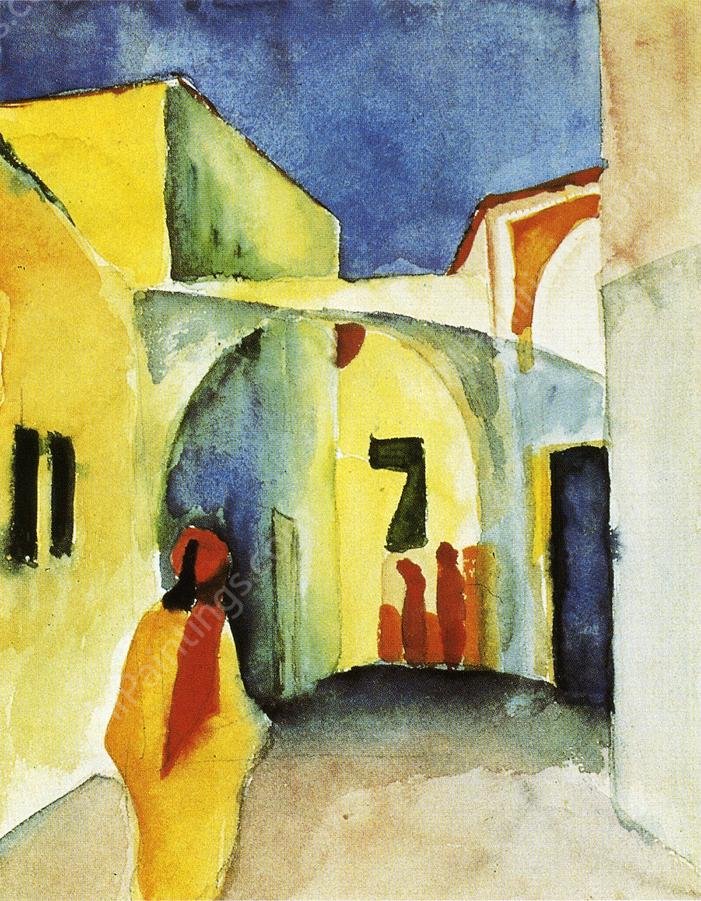 View of an Alley by August Macke - Hand-Painted Oil Painting Reproduction