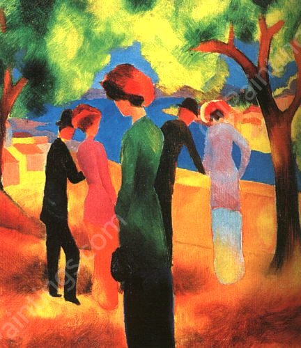 Woman in a Green Jacket by August Macke - Hand-Painted Oil Painting Reproduction