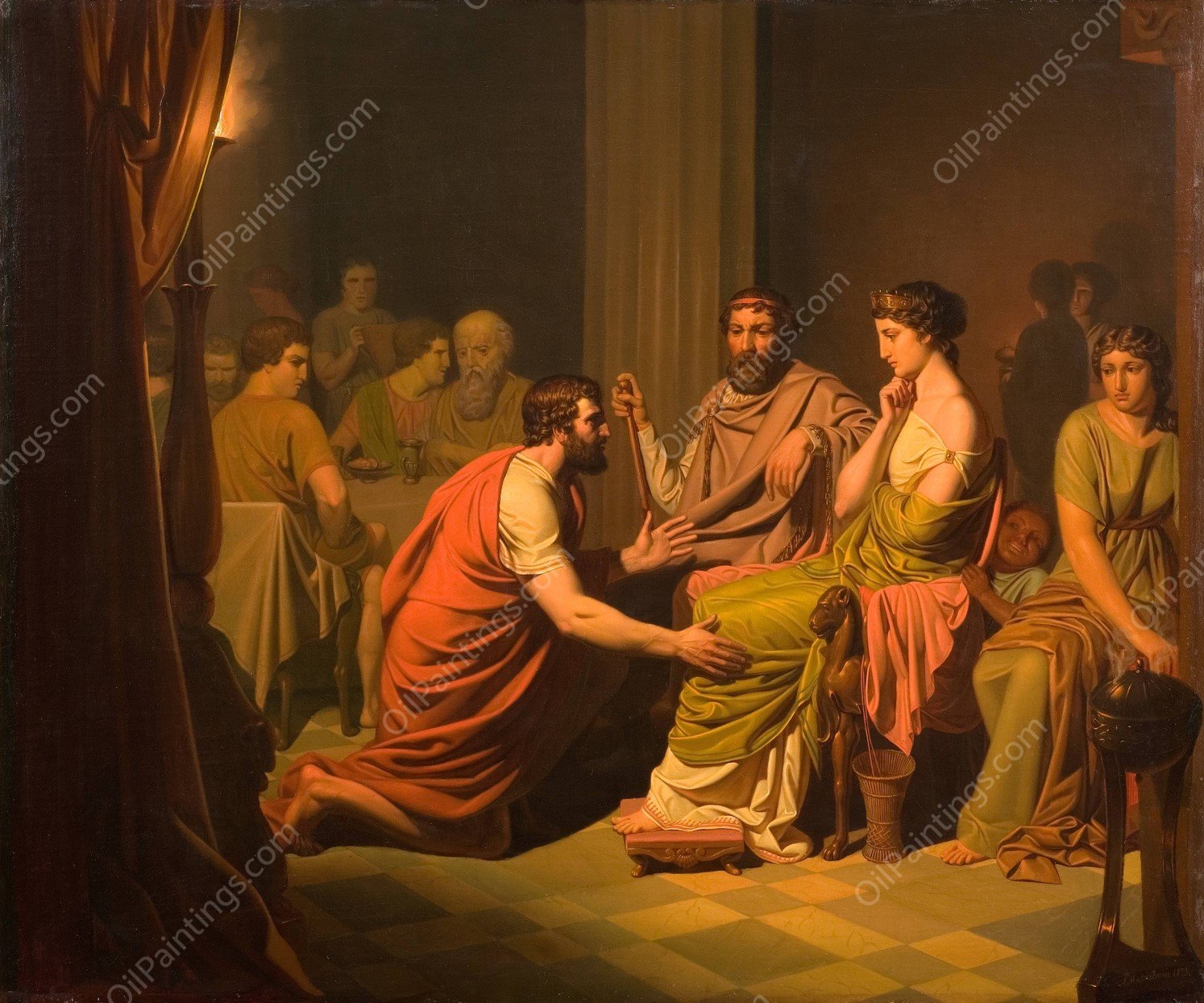 Odysseus before Alcinous, King of the Phaeacians  by August Malmstrom - Hand-Painted Oil Painting Reproduction