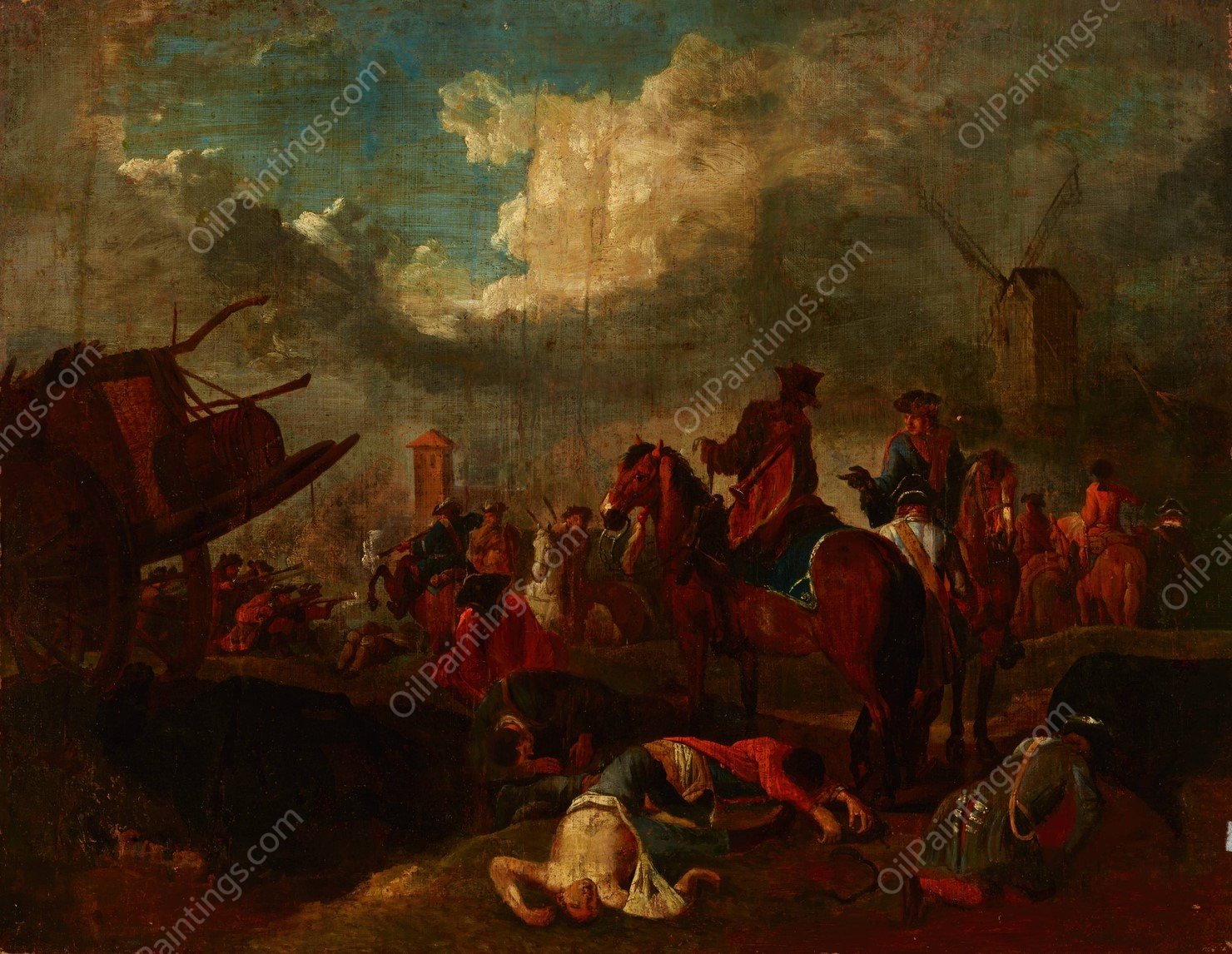 Battle Scene  by August Querfurt - Hand-Painted Oil Painting Reproduction