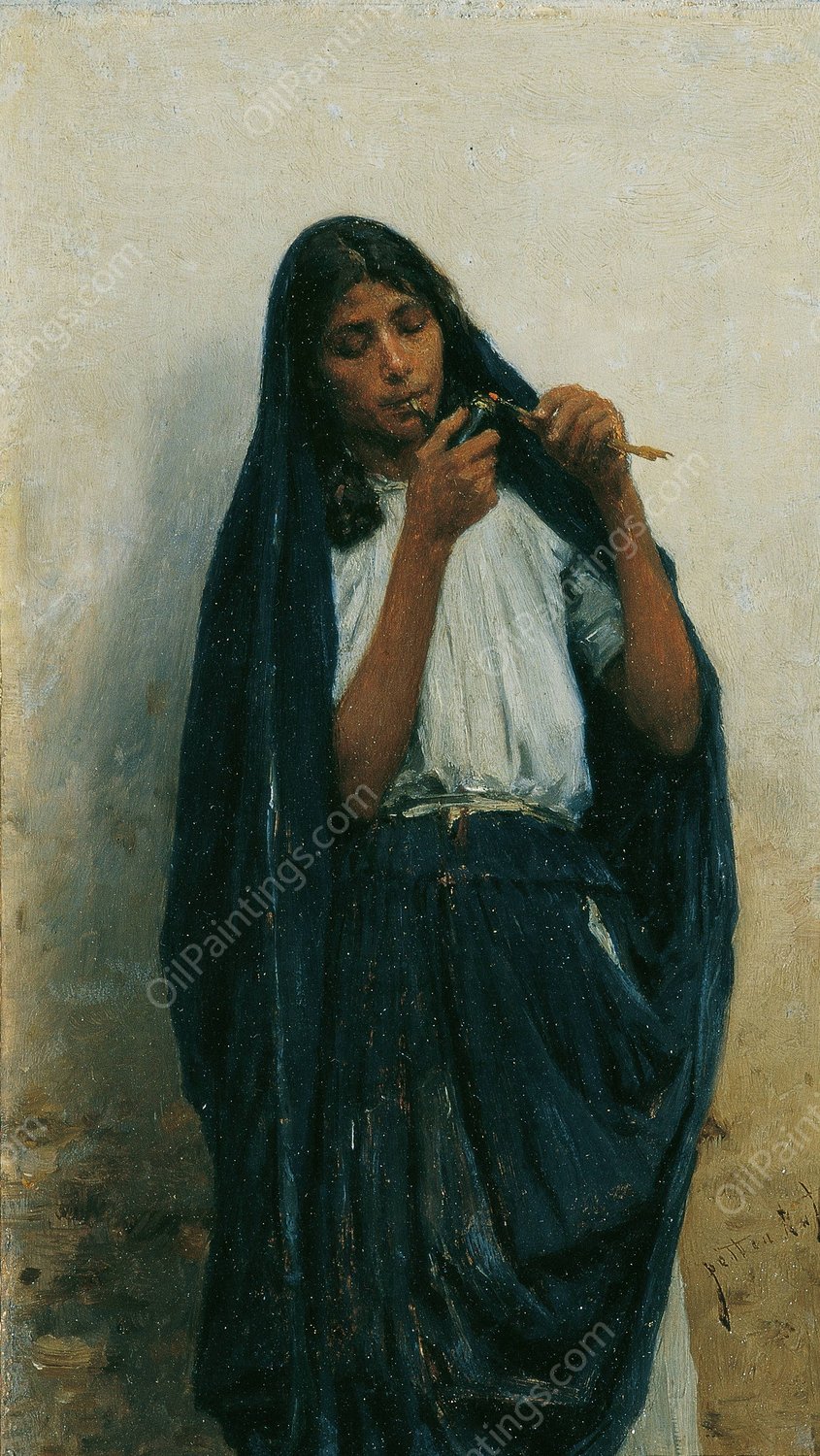 Zigeunerin  by August Von Pettenkofen - Hand-Painted Oil Painting Reproduction