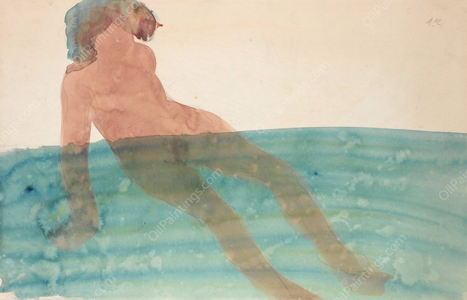 Bathing Woman  by Auguste Rodin - Hand-Painted Oil Painting Reproduction