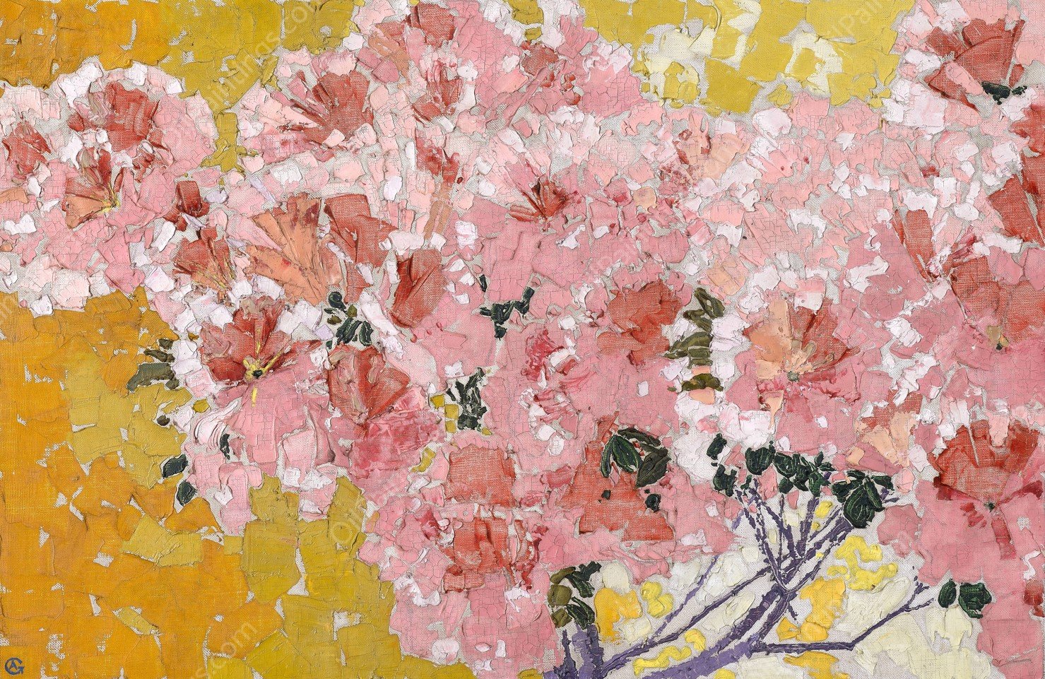 Blooming Azaleas  by Augusto Giacometti - Hand-Painted Oil Painting Reproduction