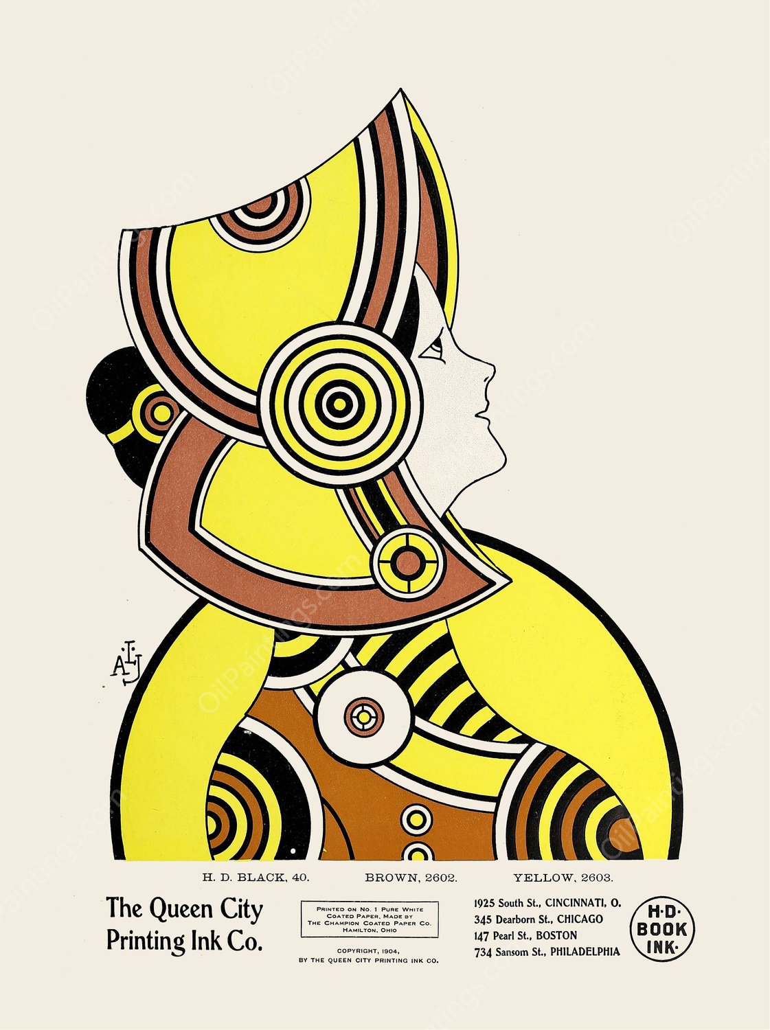 Queen City Ink, Ad. 06  by Augustus Jansson - Hand-Painted Oil Painting Reproduction