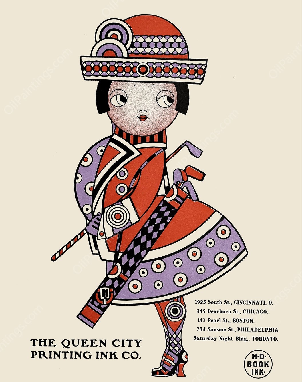 Queen City Ink, Ad. 18  by Augustus Jansson - Hand-Painted Oil Painting Reproduction