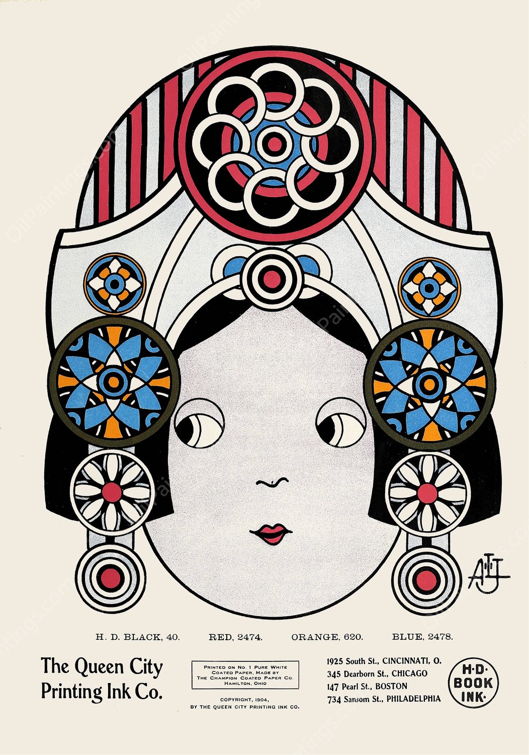 Queen City Ink, Ad. 21  by Augustus Jansson - Hand-Painted Oil Painting Reproduction