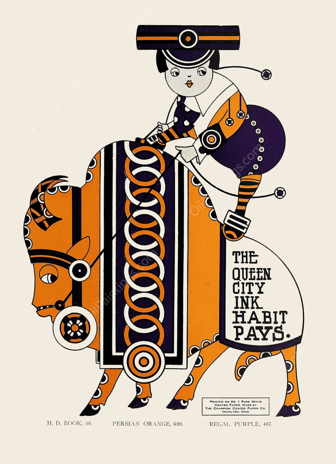 Queen City Ink, Ad. 29  by Augustus Jansson - Hand-Painted Oil Painting Reproduction