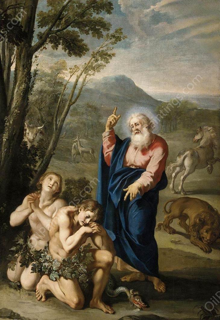 Expulsion of Adam and Eve by Aureliano Milani - Hand-Painted Oil Painting Reproduction
