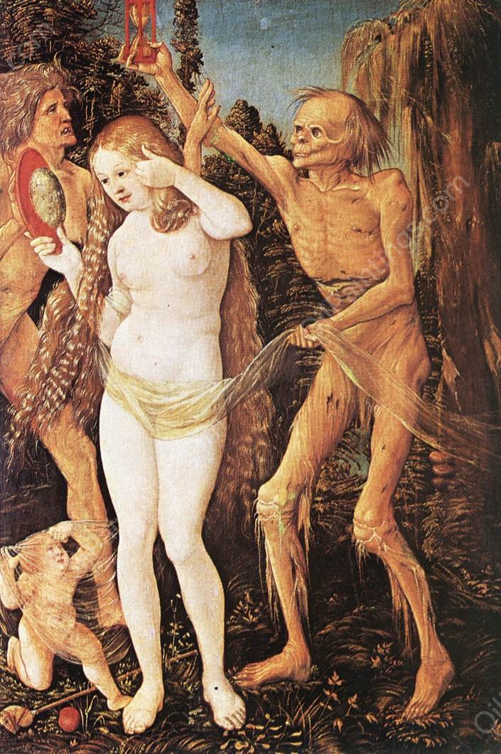 Three Ages of the Woman and the Death by Baldung Grien Hans - Hand-Painted Oil Painting Reproduction