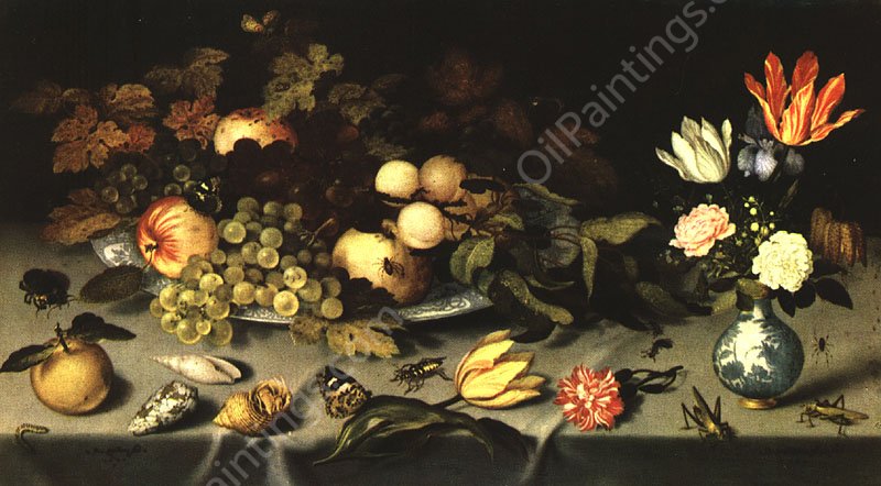 Flowers and Fruit by Balthasar Van Der Ast - Hand-Painted Oil Painting Reproduction