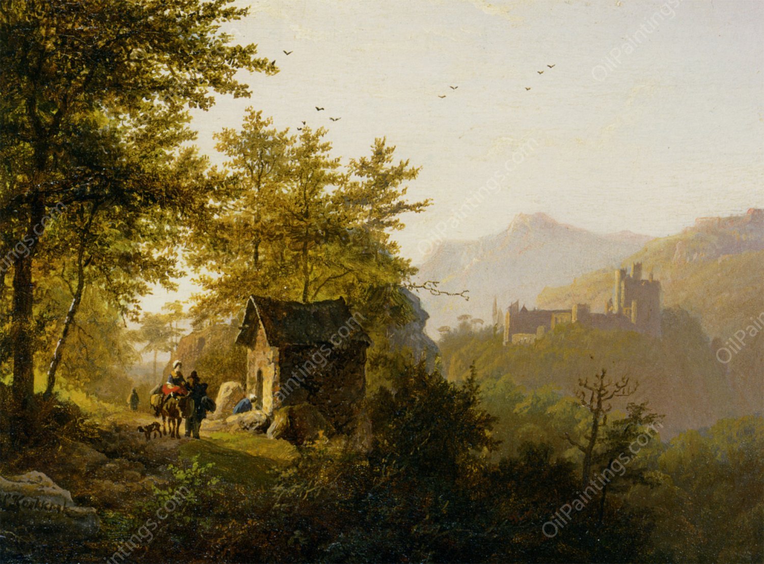 Paysage Montagneux Avec Chapelle by Barend Cornelis Koekkoek - Hand-Painted Oil Painting Reproduction
