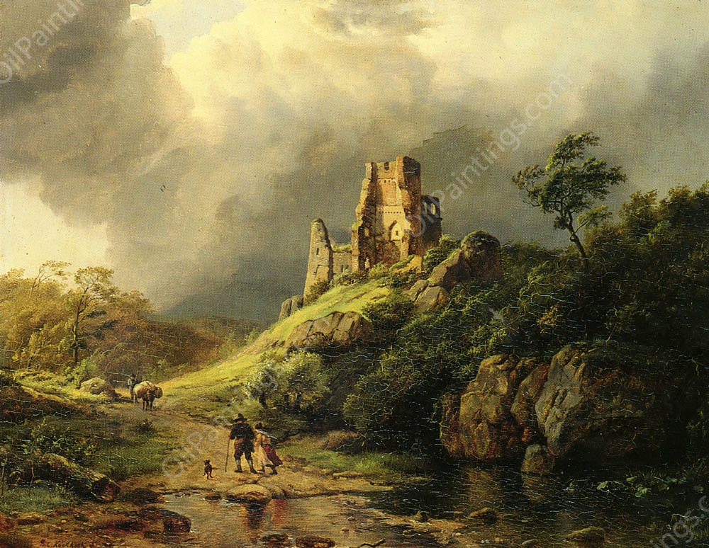 The Approaching Storm by Barend Cornelis Koekkoek - Hand-Painted Oil Painting Reproduction