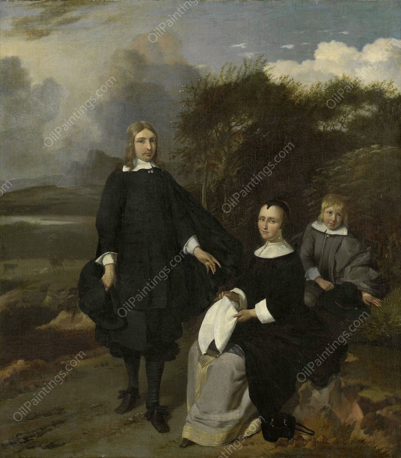 Family in a Landscape  by Barend Graat - Hand-Painted Oil Painting Reproduction