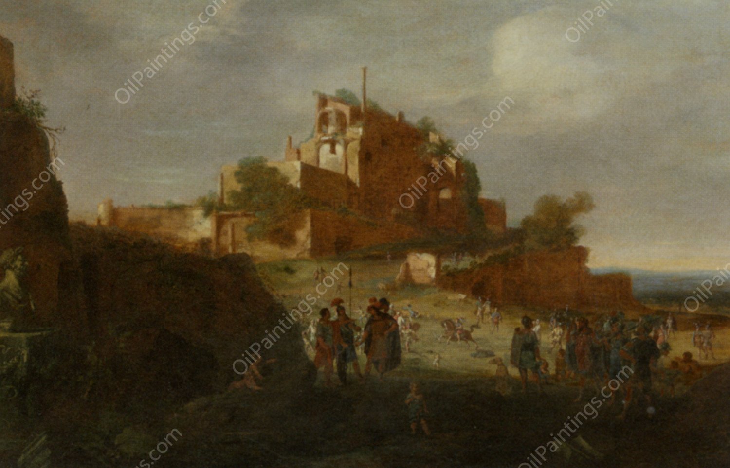 An Italian Landscape by Bartholomeus Breenbergh - Hand-Painted Oil Painting Reproduction