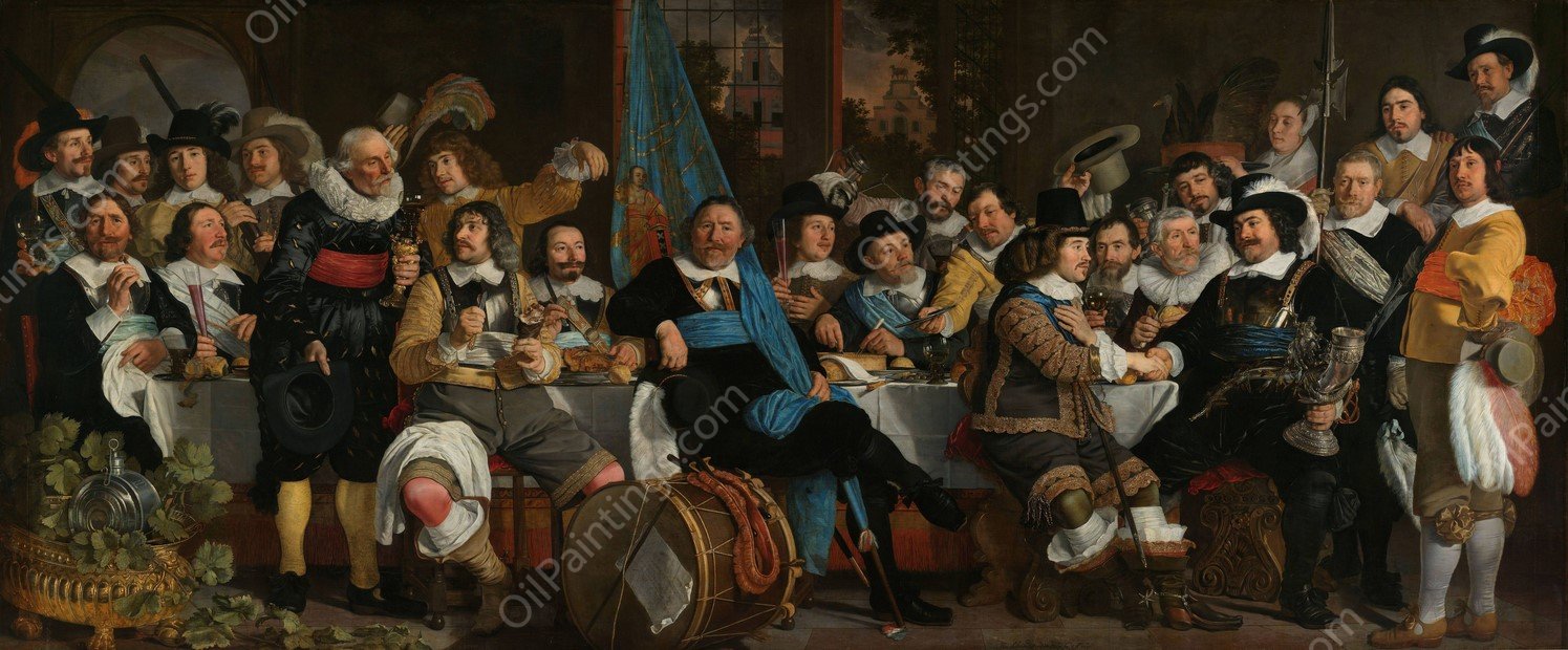 Banquet at the Crossbowmen's Guild in Celebration of the Treaty of Munster  by Bartholomeus Van Der Helst - Hand-Painted Oil Painting Reproduction