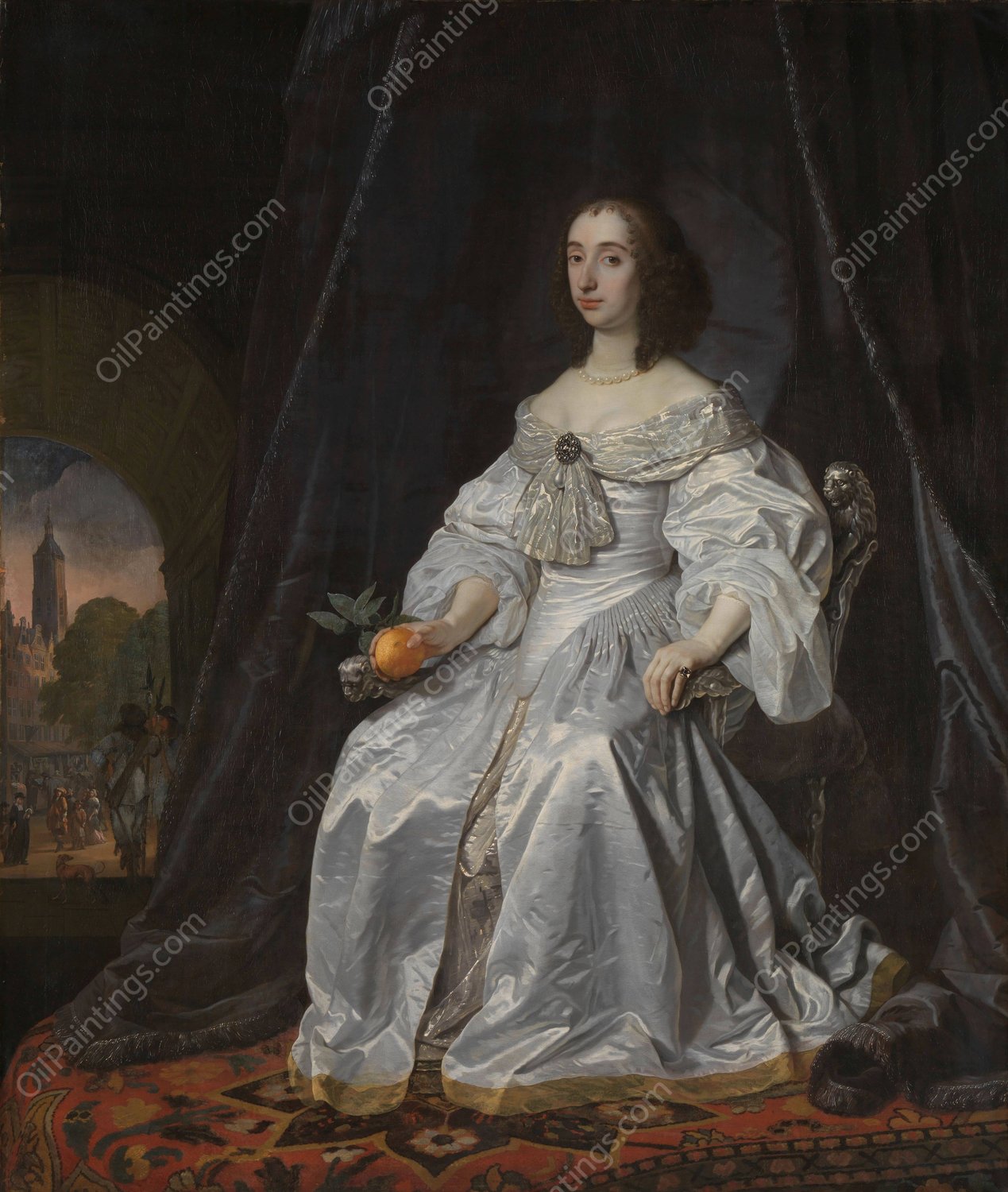 Mary Stuart, Princess of Orange, as Widow of William II  by Bartholomeus Van Der Helst - Hand-Painted Oil Painting Reproduction