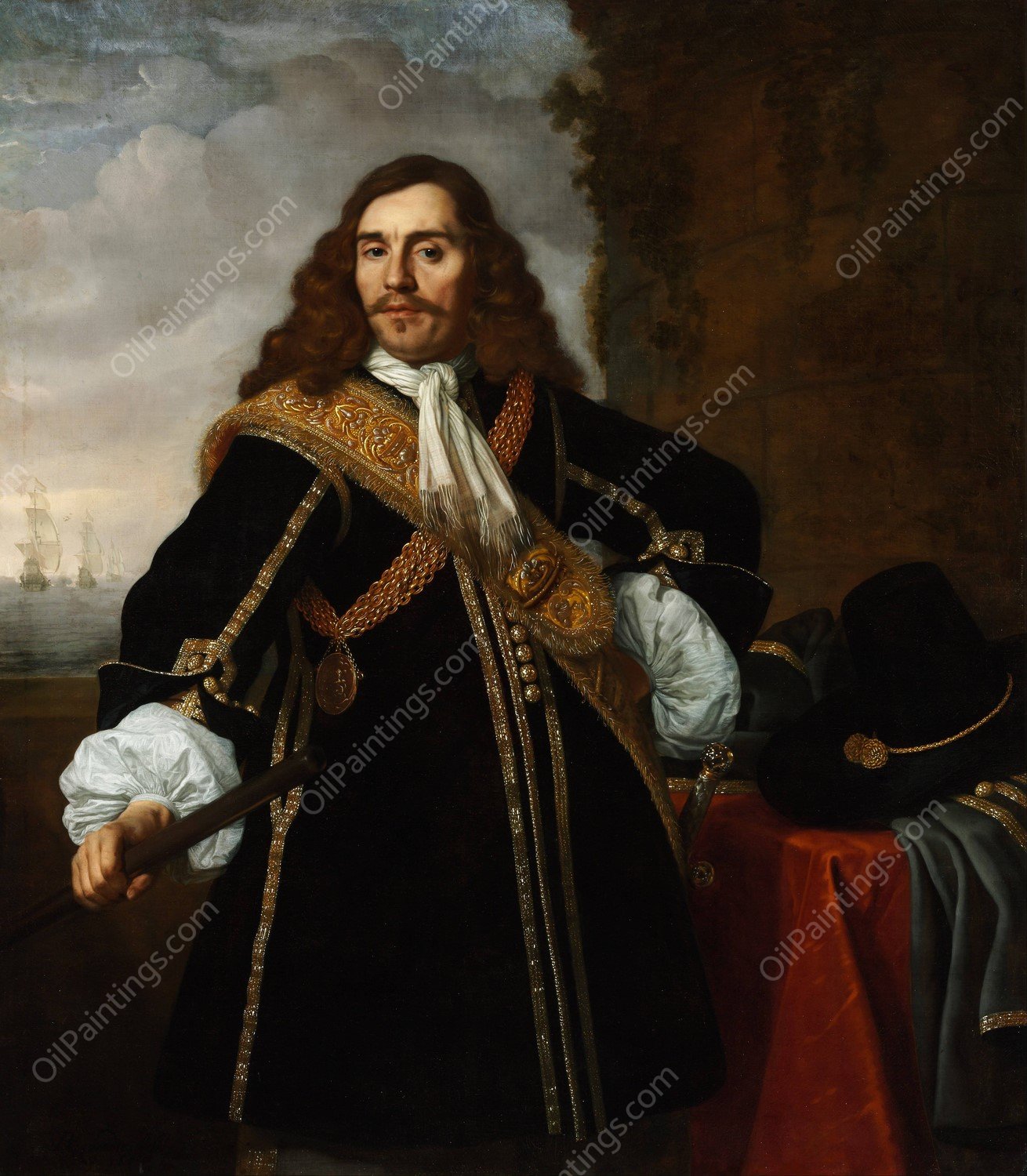 Portrait of Captain Gideon de Wildt by Bartholomeus Van Der Helst - Hand-Painted Oil Painting Reproduction