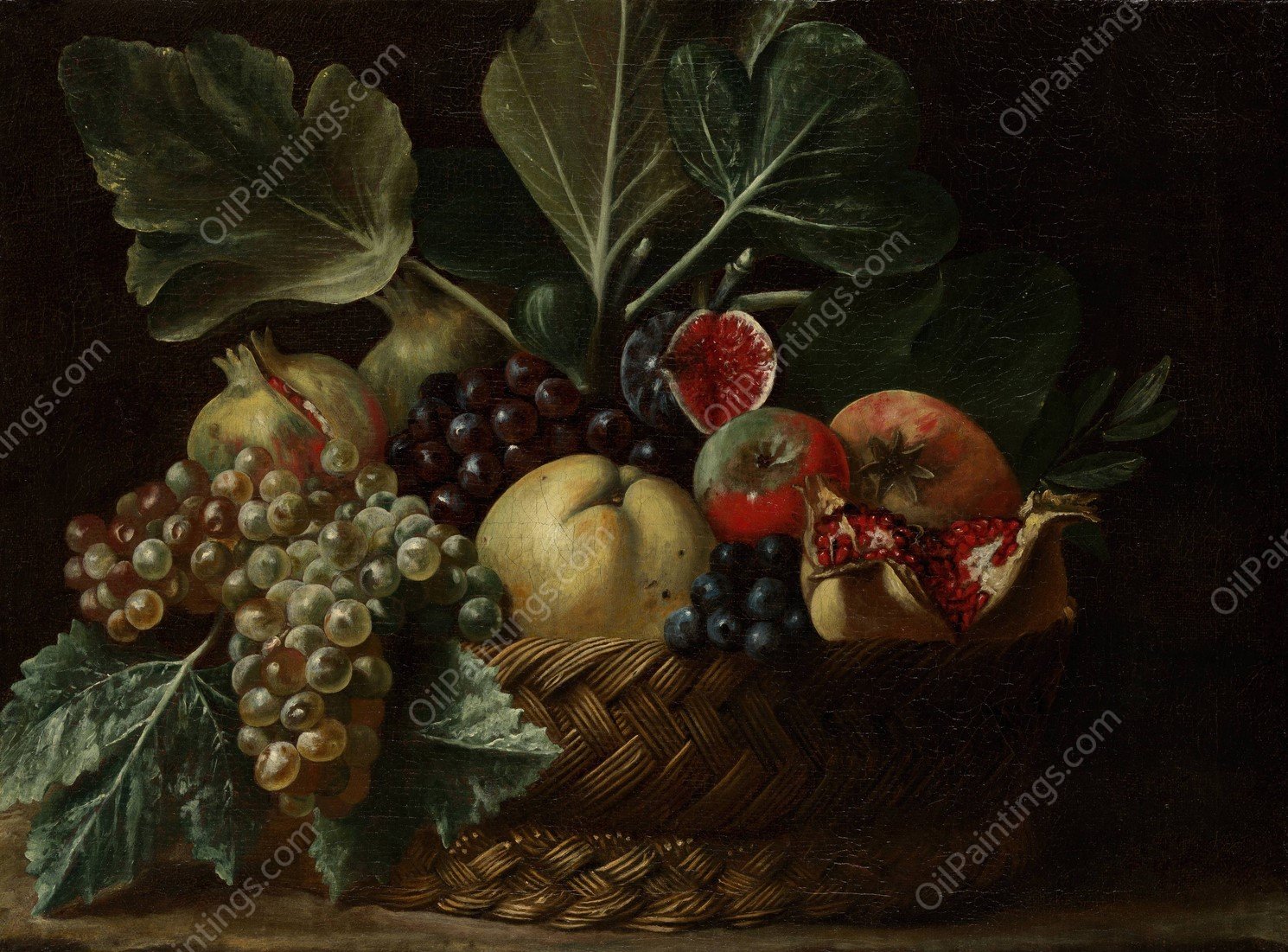 Basket of Fruit  by Bartolomeo Cavarozzi - Hand-Painted Oil Painting Reproduction
