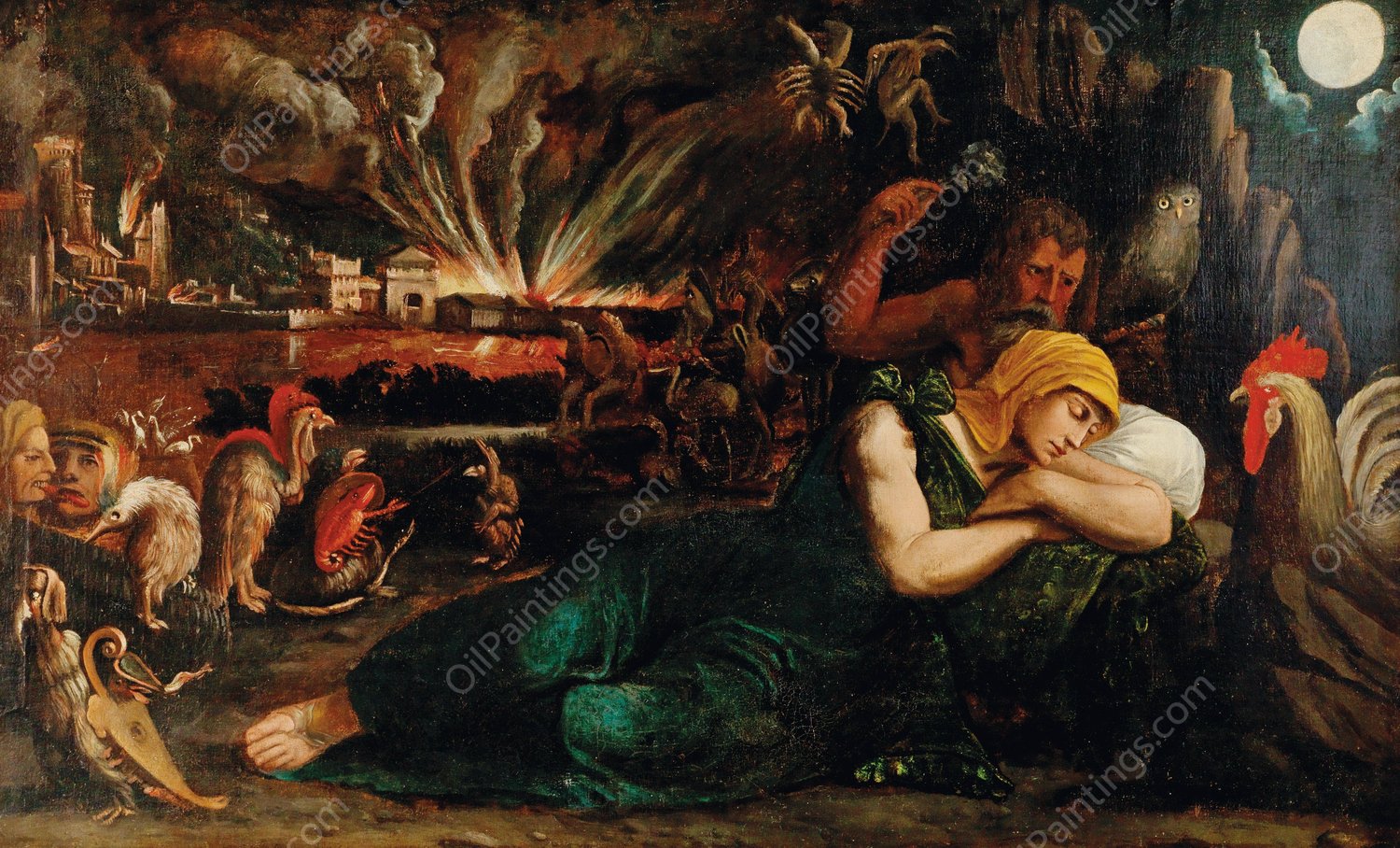 The Night  by Battista Dossi - Hand-Painted Oil Painting Reproduction