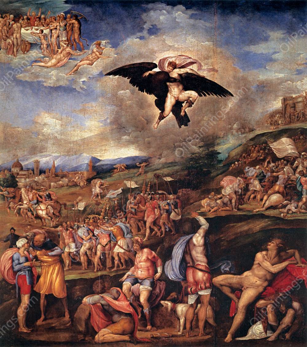 The Battle of Montemurlo and the Rape of Ganymede by Battista Franco - Hand-Painted Oil Painting Reproduction
