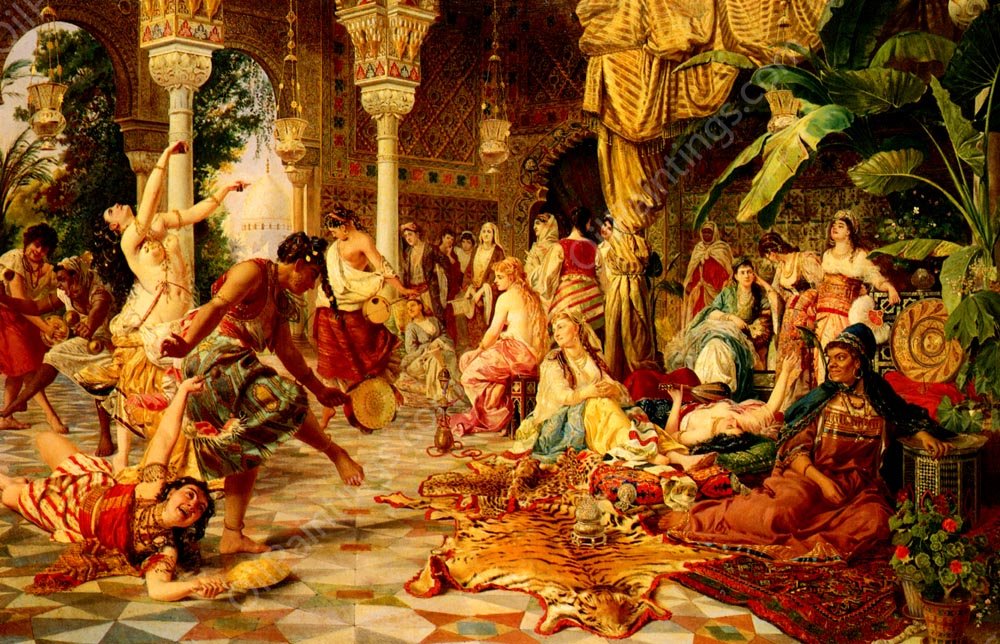 Entertainment In The Harem by Belisario Gioja - Hand-Painted Oil Painting Reproduction