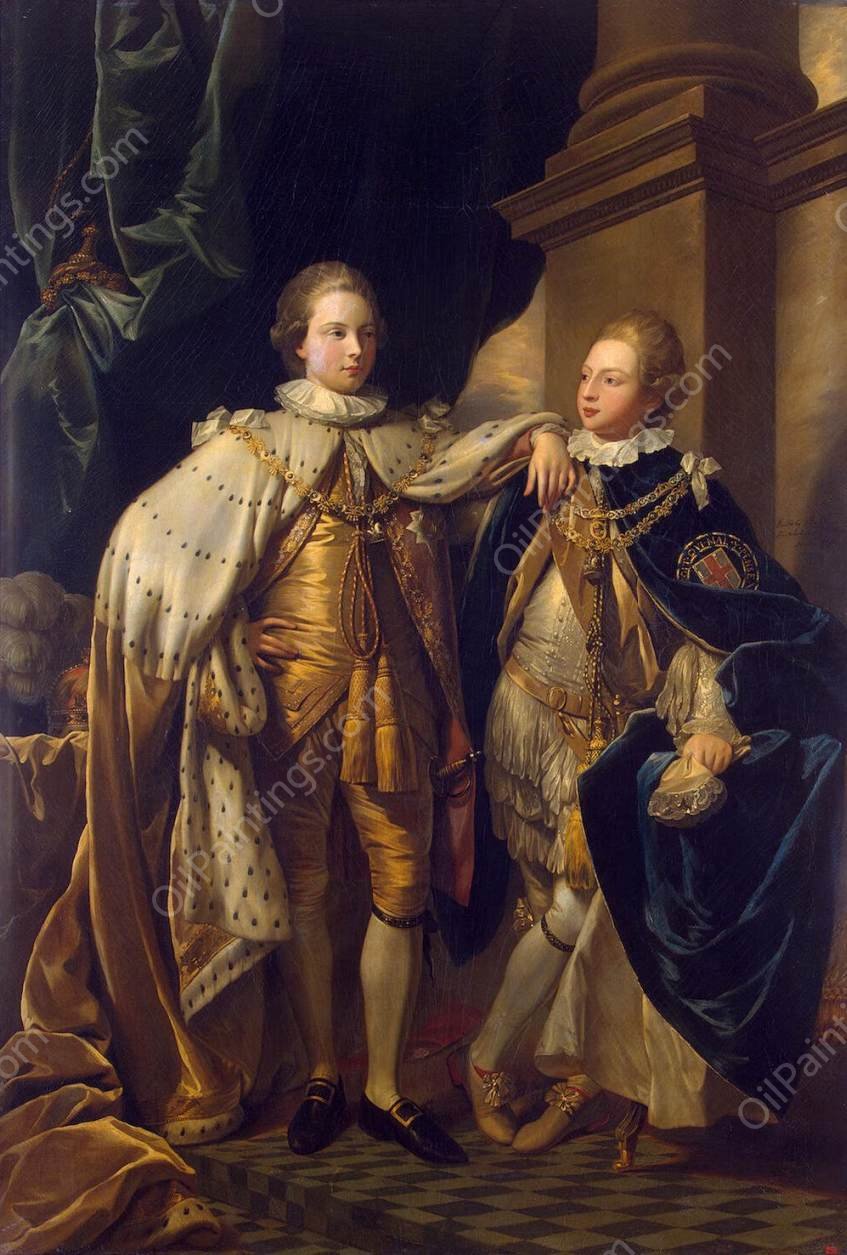 Portrait of George, Prince of Wales, and Prince Frederick, later Duke of York by Benjamin West - Hand-Painted Oil Painting Reproduction