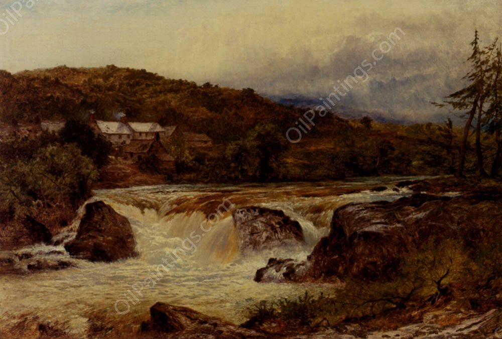 Near Bettws-Y-Coed, The Junction Of The Conway And The Llugwy by Benjamin Williams Leader - Hand-Painted Oil Painting Reproduction