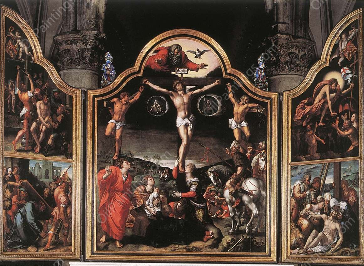 Altarpiece of Calvary by Bernaert Van Orley - Hand-Painted Oil Painting Reproduction
