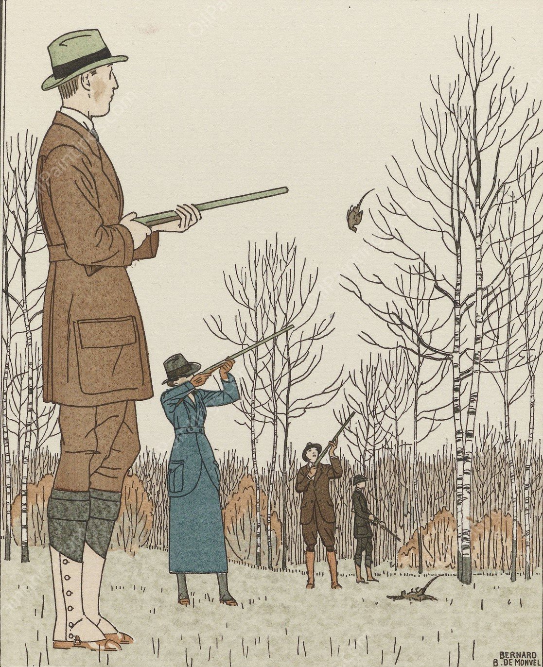 Battue d'automn  by Bernard Boutet De Monvel - Hand-Painted Oil Painting Reproduction