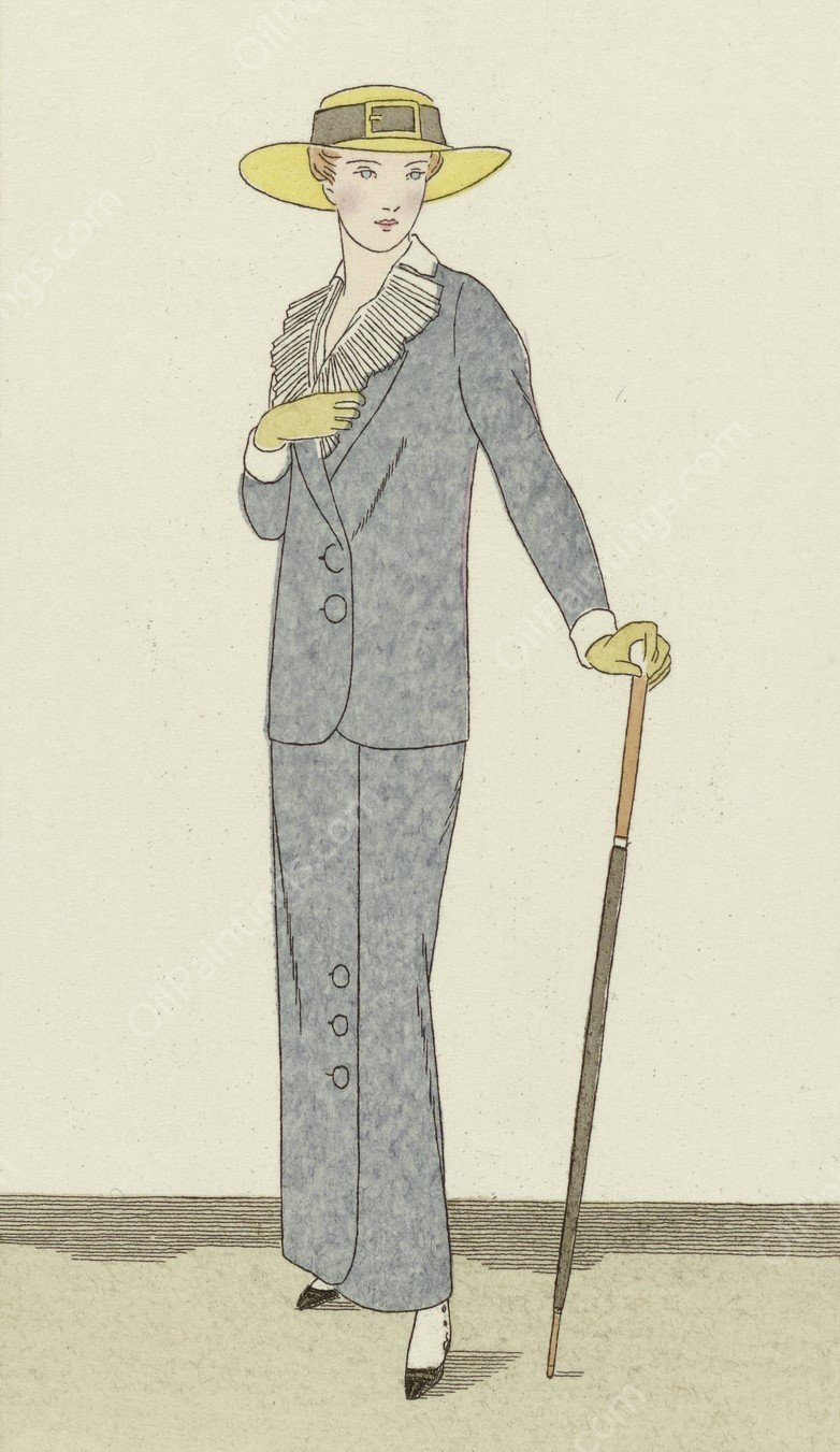 Journal des Dames et des Modes, 1912, Costumes Parisiens, no. 7  by Bernard Boutet De Monvel - Hand-Painted Oil Painting Reproduction