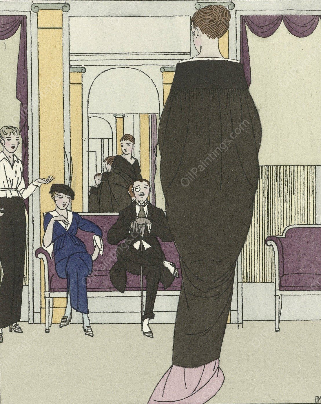 Le choix difficile ; Manteau du soir de Worth  by Bernard Boutet De Monvel - Hand-Painted Oil Painting Reproduction